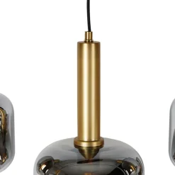 Hanglamp zwart met goud en smoke glas ovaal 5-lichts - Zuzanna