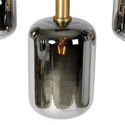 Hanglamp zwart met goud en smoke glas ovaal 5-lichts - Zuzanna