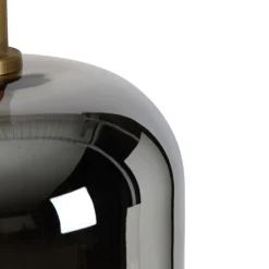 Hanglamp zwart met goud en smoke glas incl. 3 PUCC - Zuzanna