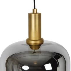 Hanglamp zwart met goud en smoke glas incl. PUCC - Zuzanna