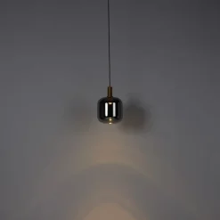 Hanglamp zwart met goud en smoke glas incl. PUCC - Zuzanna