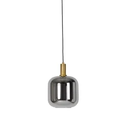 Hanglamp zwart met goud en smoke glas incl. PUCC - Zuzanna