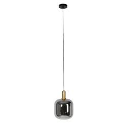 Hanglamp zwart met goud en smoke glas incl. PUCC - Zuzanna