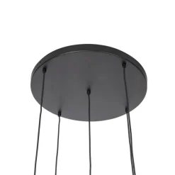 Hanglamp zwart met goud met smoke glas incl. 5 PUCC - Zuzanna