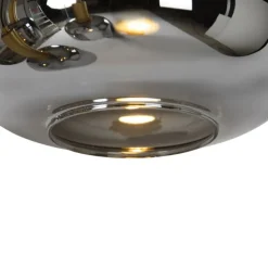 Hanglamp zwart met goud met smoke glas incl. 5 PUCC - Zuzanna