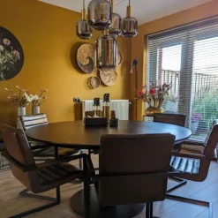 Hanglamp zwart met goud met smoke glas 5-lichts - Zuzanna