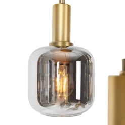 Hanglamp zwart met goud met smoke glas 5-lichts - Zuzanna