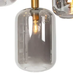Hanglamp zwart met goud met smoke glas 5-lichts - Zuzanna
