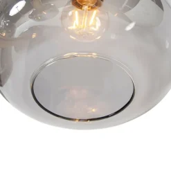 Hanglamp zwart met goud met smoke glas 5-lichts - Zuzanna