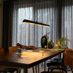 Hanglamp zwart met gouden binnenkant incl. LED - Balo 4