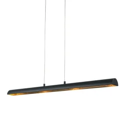 Hanglamp zwart met gouden binnenkant incl. LED - Balo 4