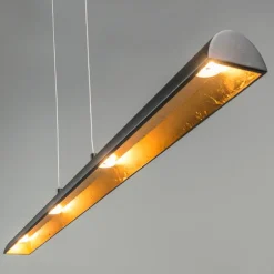 Hanglamp zwart met gouden binnenkant incl. LED - Balo 4