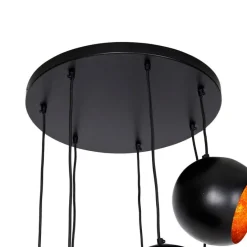 Hanglamp zwart met gouden binnenkant 7-lichts - Crooked Cluster