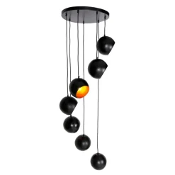 Hanglamp zwart met gouden binnenkant 7-lichts - Crooked Cluster