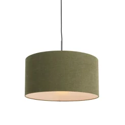 Hanglamp zwart met groene kap 50 cm - Combi 1