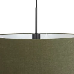 Hanglamp zwart met groene kap 50 cm - Combi 1