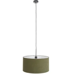 Hanglamp zwart met groene kap 50 cm - Combi 1