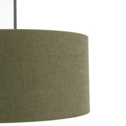 Hanglamp zwart met groene kap 50 cm - Combi 1