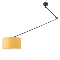 Hanglamp zwart met kap 35 cm geel verstelbaar - Blitz I