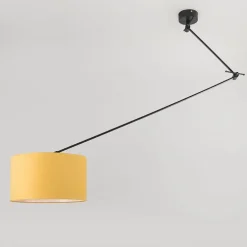 Hanglamp zwart met kap 35 cm geel verstelbaar - Blitz I