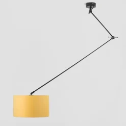 Hanglamp zwart met kap 35 cm geel verstelbaar - Blitz I