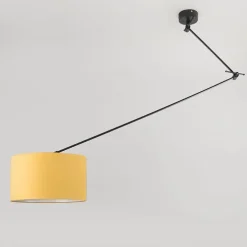 Hanglamp zwart met kap 35 cm geel verstelbaar - Blitz I