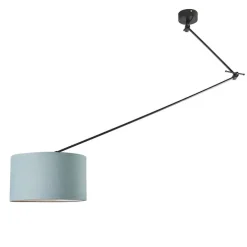 Hanglamp zwart met kap 35 cm lichtblauw verstelbaar - Blitz