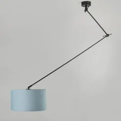 Hanglamp zwart met kap 35 cm lichtblauw verstelbaar - Blitz
