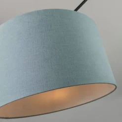 Hanglamp zwart met kap 35 cm lichtblauw verstelbaar - Blitz