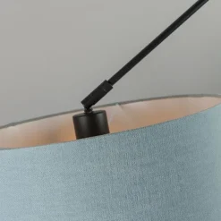 Hanglamp zwart met kap 35 cm lichtblauw verstelbaar - Blitz