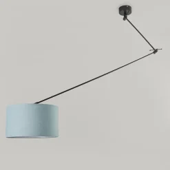 Hanglamp zwart met kap 35 cm lichtblauw verstelbaar - Blitz