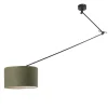 Hanglamp zwart met kap 35 cm groen verstelbaar - Blitz