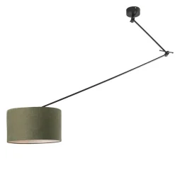 Hanglamp zwart met kap 35 cm groen verstelbaar - Blitz