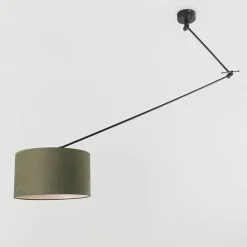 Hanglamp zwart met kap 35 cm groen verstelbaar - Blitz