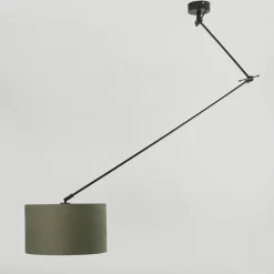 Hanglamp zwart met kap 35 cm groen verstelbaar - Blitz