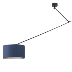 Hanglamp zwart met kap 35 cm blauw verstelbaar - Blitz
