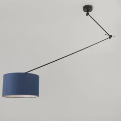 Hanglamp zwart met kap 35 cm blauw verstelbaar - Blitz
