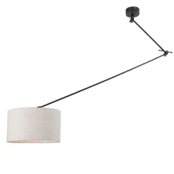 Hanglamp zwart met kap 35 cm lichtgrijs verstelbaar - Blitz