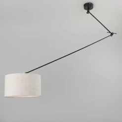 Hanglamp zwart met kap 35 cm lichtgrijs verstelbaar - Blitz