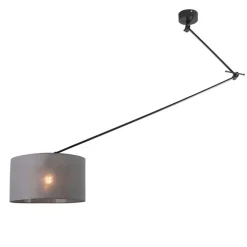 Hanglamp zwart met kap 35 cm donkergrijs verstelbaar - Blitz