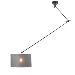 Hanglamp zwart met kap 35 cm donkergrijs verstelbaar - Blitz