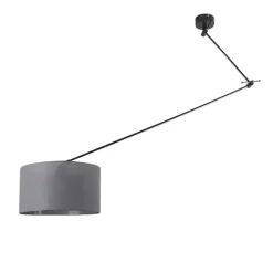 Hanglamp zwart met kap 35 cm donkergrijs verstelbaar - Blitz