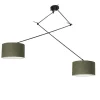 Hanglamp zwart met kap 35 cm groen verstelbaar 2-lichts - Blitz