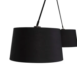 Hanglamp zwart met katoenen kappen zwart met goud 35 cm 2-lichts - Blitz