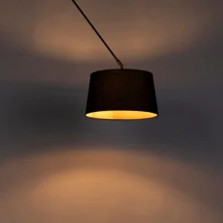 Hanglamp zwart met katoenen kap zwart met goud 35 cm - Blitz