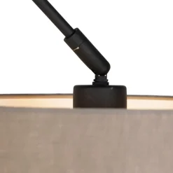 Hanglamp zwart met linnen kap taupe 35 cm - Blitz