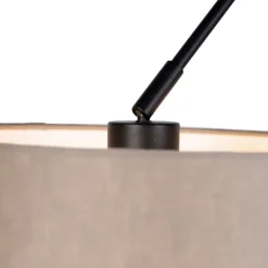 Hanglamp zwart met linnen kappen taupe 35 cm 2-lichts - Blitz