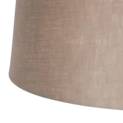 Hanglamp zwart met linnen kappen taupe 35 cm 2-lichts - Blitz