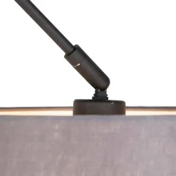 Hanglamp zwart met linnen kap donkergrijs 35 cm - Blitz