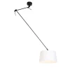 Hanglamp zwart met linnen kap wit 35 cm - Blitz